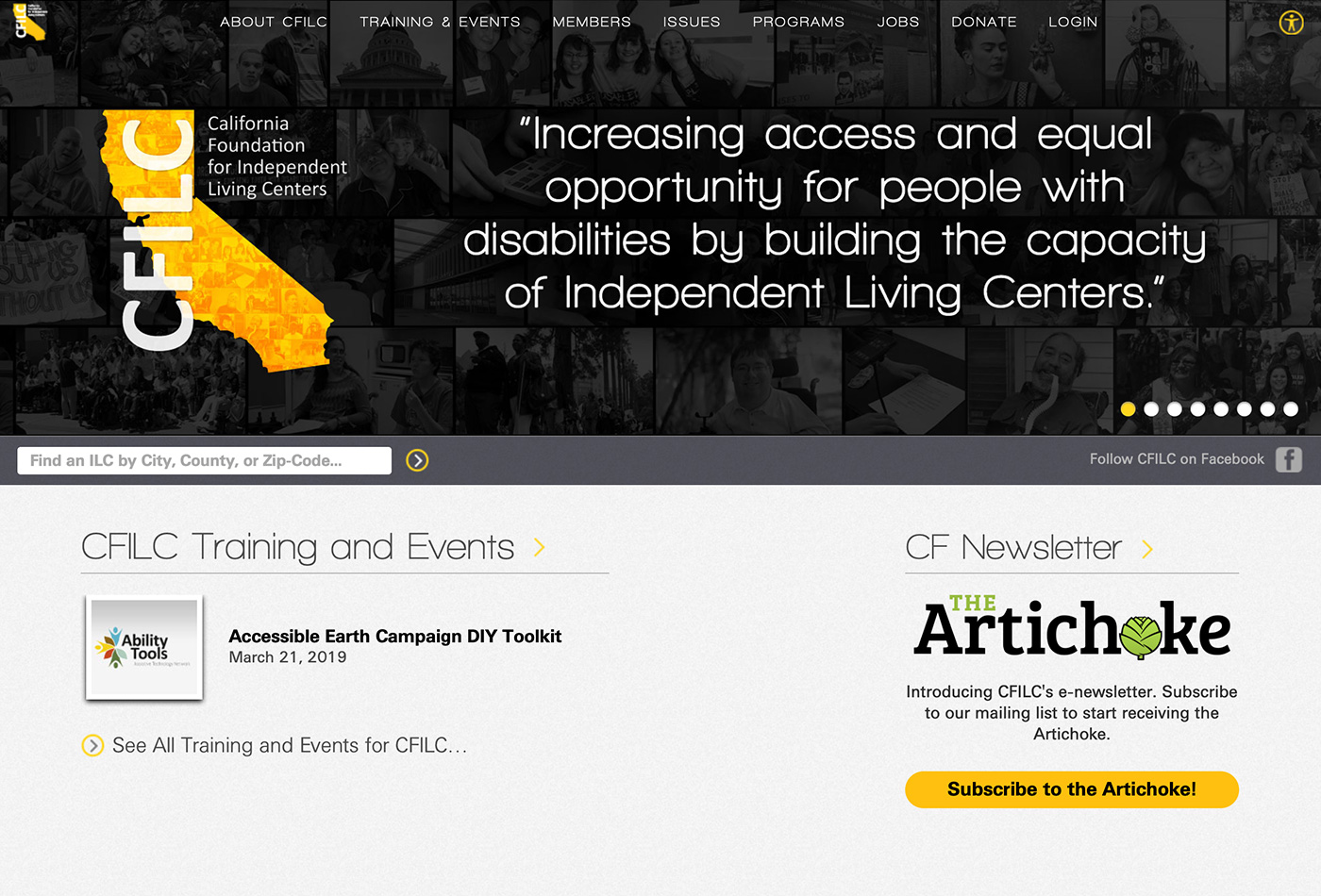Screenshot of the CFILC website.